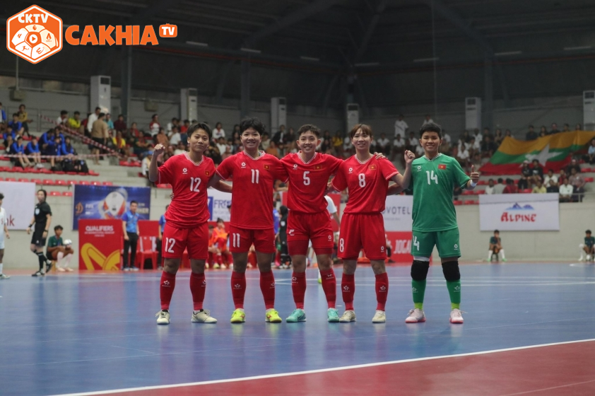 ĐT futsal nữ Việt Nam giành thắng lợi đậm trước chủ nhà Myanmar (Ảnh: MFF)